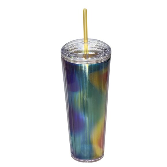 Starbucks 2021 Summer Rainbow Kaleidoscope Acrylic Tumbler 24 OZ w/Straw & Lid - Picture 3 of 9